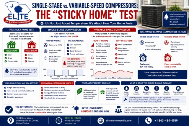 Single-Stage vs. Variable-Speed Compressors: The "Sticky Home" Test