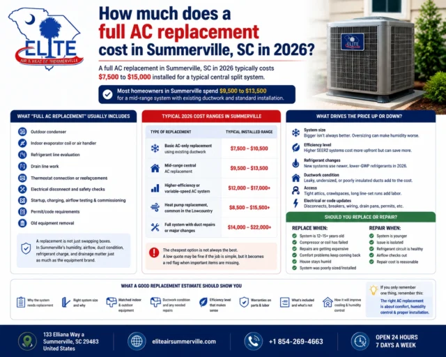 How much does a full AC replacement cost in Columbia, SC in 2026?